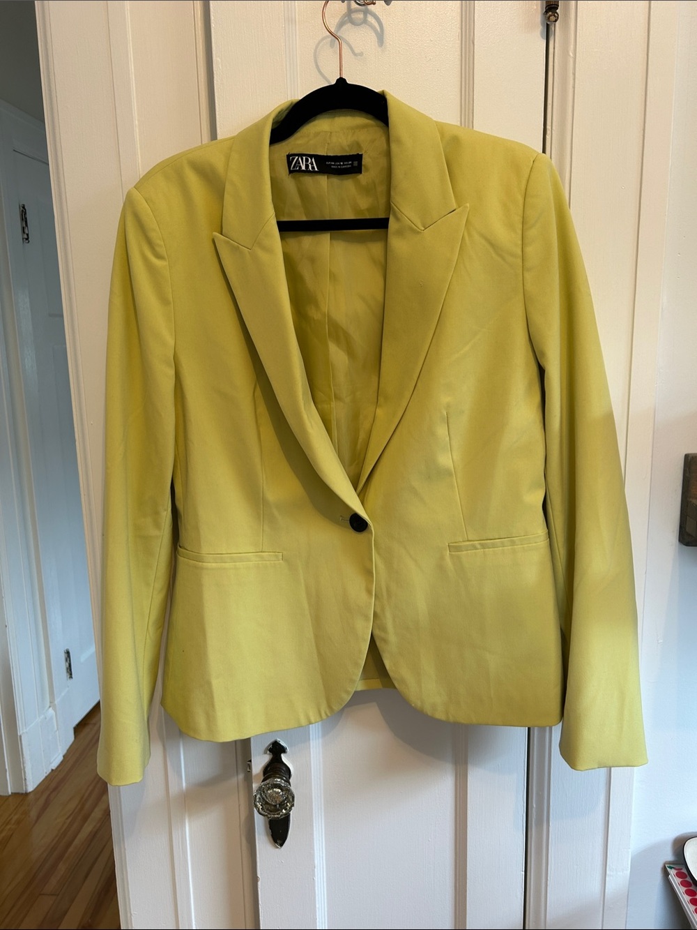 Zara Lime Yellow Single-Button Blazer